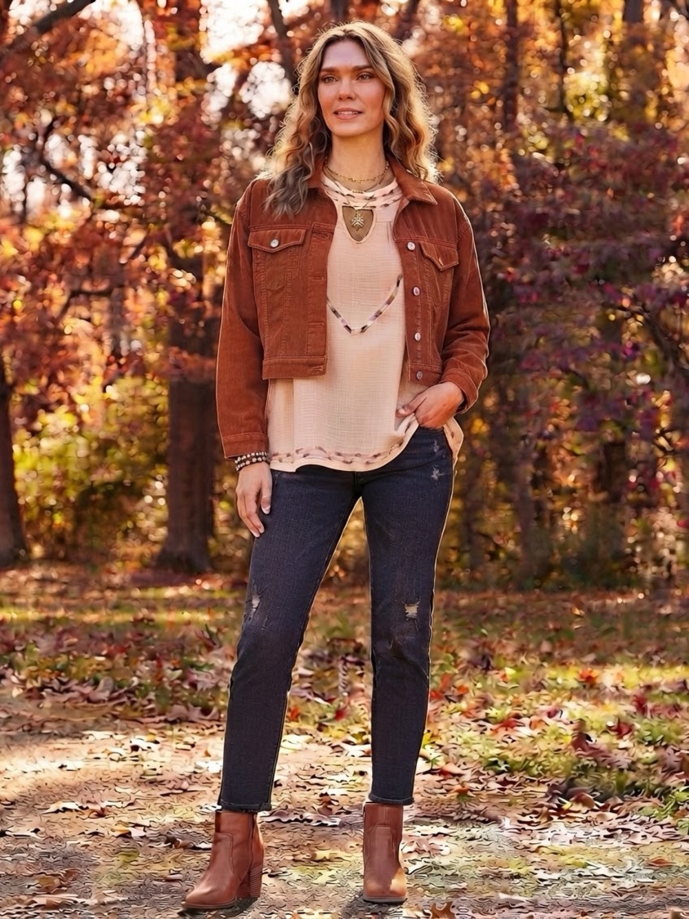 LC Lauren Conrad Peach Sleeveless Embroidered Tank